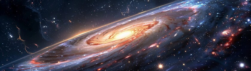 A stunning spiral galaxy with a radiant core and swirling arms filled with stars