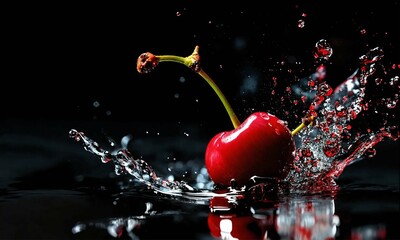 cherry in water splash