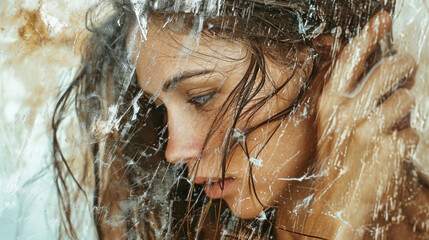 A woman standing with her hair blowing in the wind, showcasing hair care and style