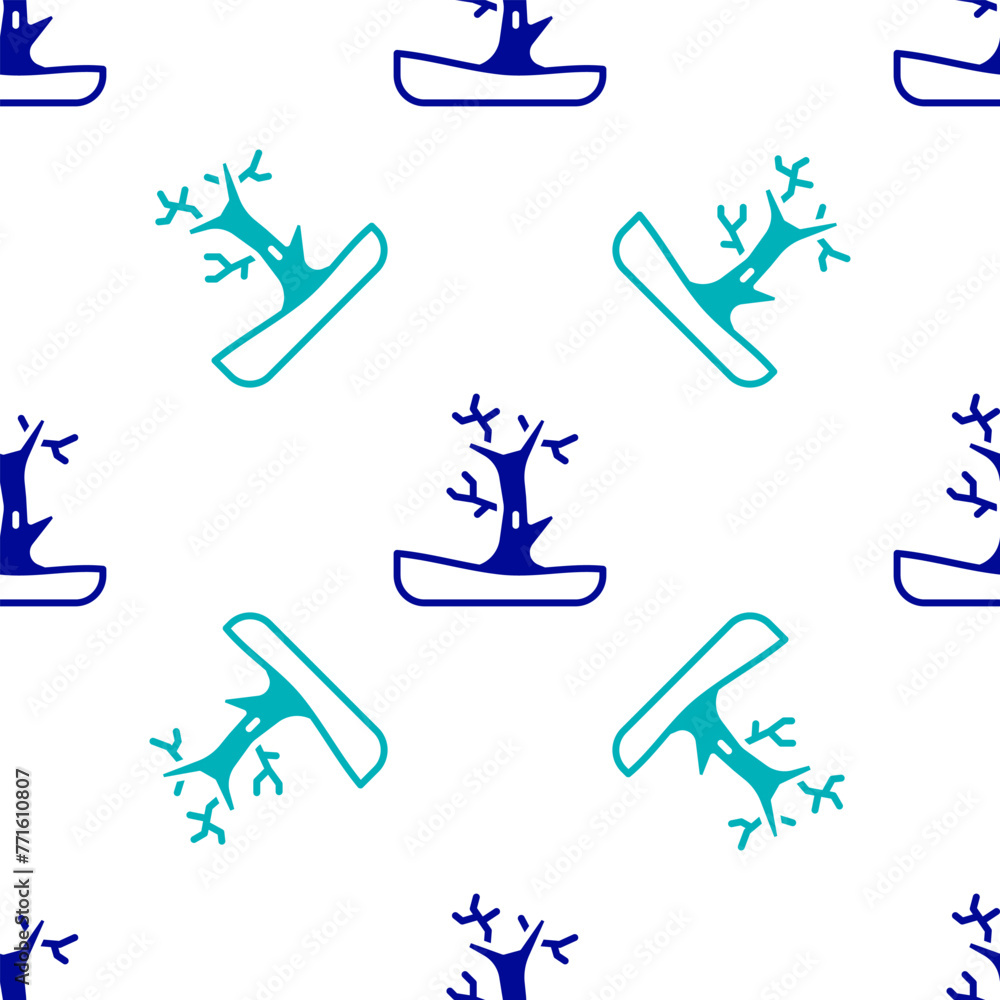 Poster blue bare tree icon isolated seamless pattern on white background. vector