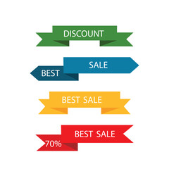 Vector set of sale tags ribbon sale banners