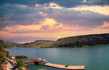 Abandoned old town view in Halfeti Town of Sanliurfa Province - obrazy, fototapety, plakaty