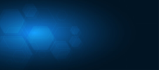 Dark blue technology background with hexagonal elements