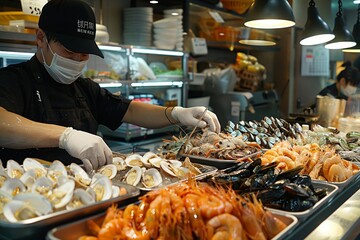 Chefdriven seafood bar, where diners can watch the preparation of creative seafood small plates, lively and engaging