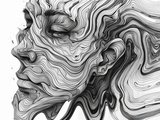 Thought experiments modeling ontological paradoxes as visual anomalies, 2d line doodle art style - obrazy, fototapety, plakaty