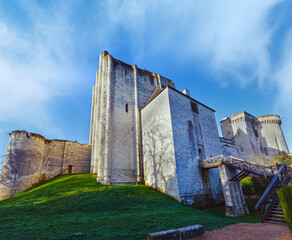 Chateau de Loches in Loire valley in France. Constructed in 9th century.