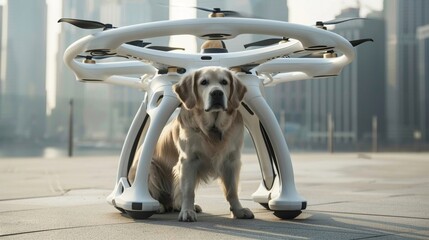 Mobilecontrolled dog feeding drone, which delivers food and interacts with pets, offering a unique and engaging way to manage meal times