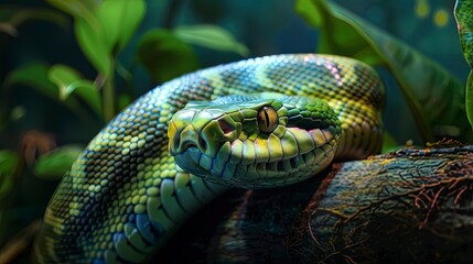 Poisonous snake, close-up.