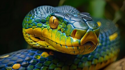 Poisonous snake, close-up.
