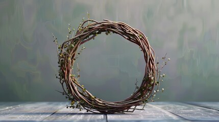 Wicker wreath made of branches.