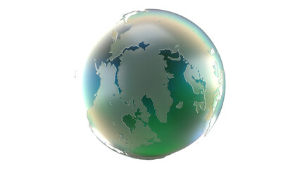 Earth with blue reflection of green glass illuminated by light. Can be used as a texture or background for design projects, scenes, etc.  Arctic, Europe, USA, America, North America, Canada
