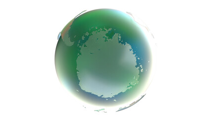 Earth with blue reflection of green glass illuminated by light. Abstract overlay multicolor background. Can be used as a texture or background for design projects, scenes, etc.  Antarctica
