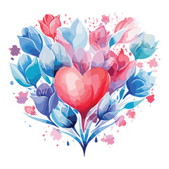 watercolor love shape Mandla floral vector