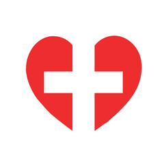 heart icon with cross symbol.
