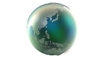 Earth with blue reflection of green glass illuminated by light. Abstract overlay multicolor background. Can be used as a texture or background for design projects, scenes, etc.  Japan, Indonesia
