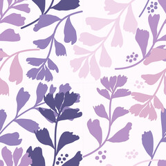 Whimsical Floral Elegance: A Seamless Botanical Pattern in Soothing Purples and Pastels