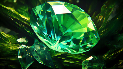 Green precious gem closeup