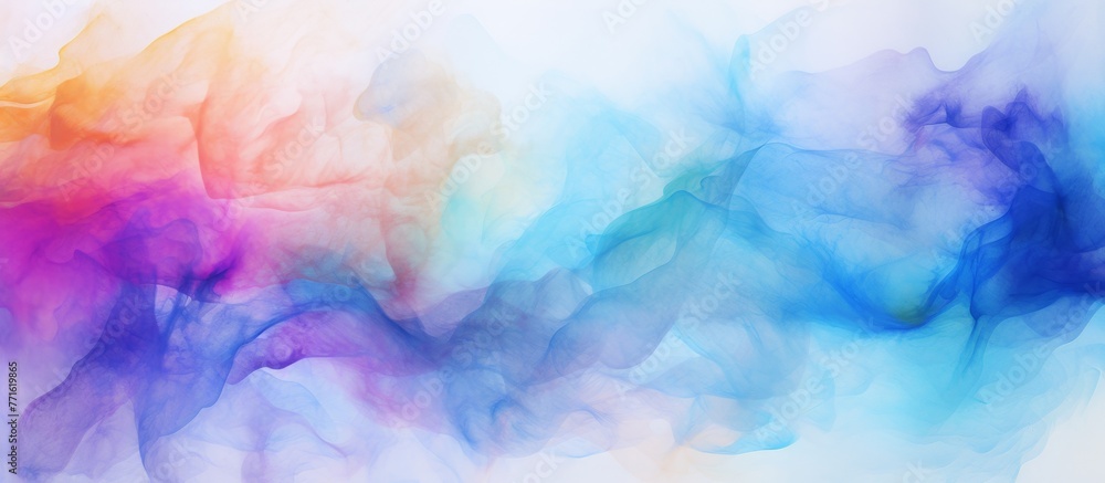 Sticker a close up of vibrant cloudlike patterns in electric blue and magenta colors on a white background, 