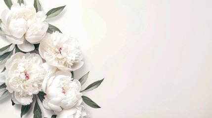 Obraz na płótnie Canvas White Flowers Arranged on a White Background