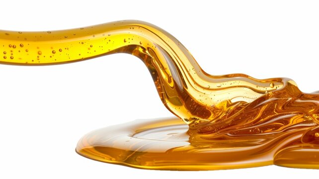 A flow of bright yellow liquid pouring out of a pool of liquid on the ground