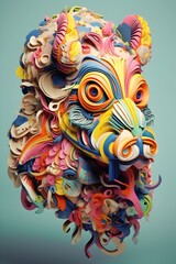 Vibrant 3D Anthropomorphic Pop Art Animal Design Radiating Unique Style