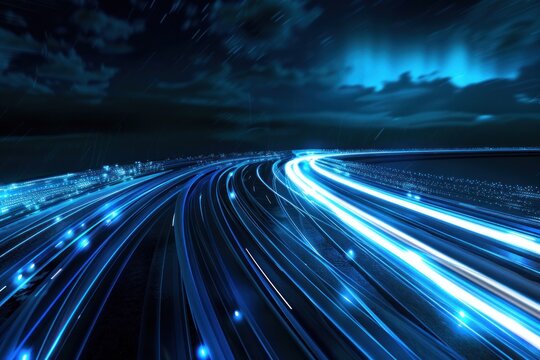 Light trails digitization and networking background