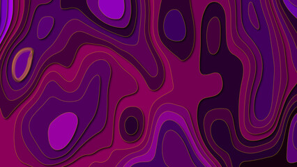 Abstract wavy line 3d paper cut dark topography background. Topographic canyon map, light relief texture. 