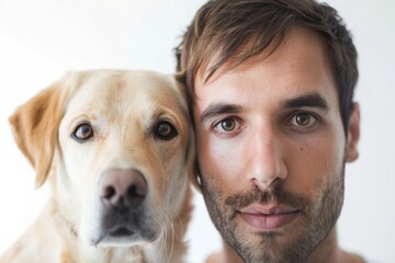 Portrait dog and man best friends