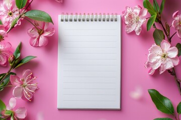 word wedding checklist note paper on pink flower background - obrazy, fototapety, plakaty