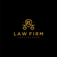 RI initial monogram for lawfirm logo with scales shield image