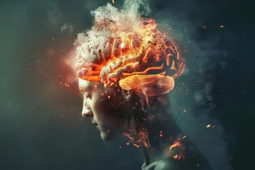 Fotobehang Brain on fire, exploding brain © Anna
