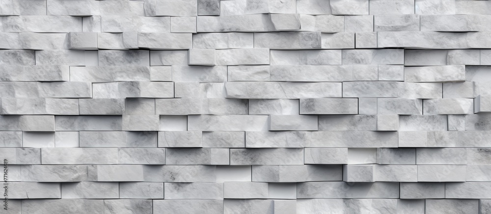 Poster the stone wall, made up of grey rectangular bricks, creates a striking pattern with its brickwork de