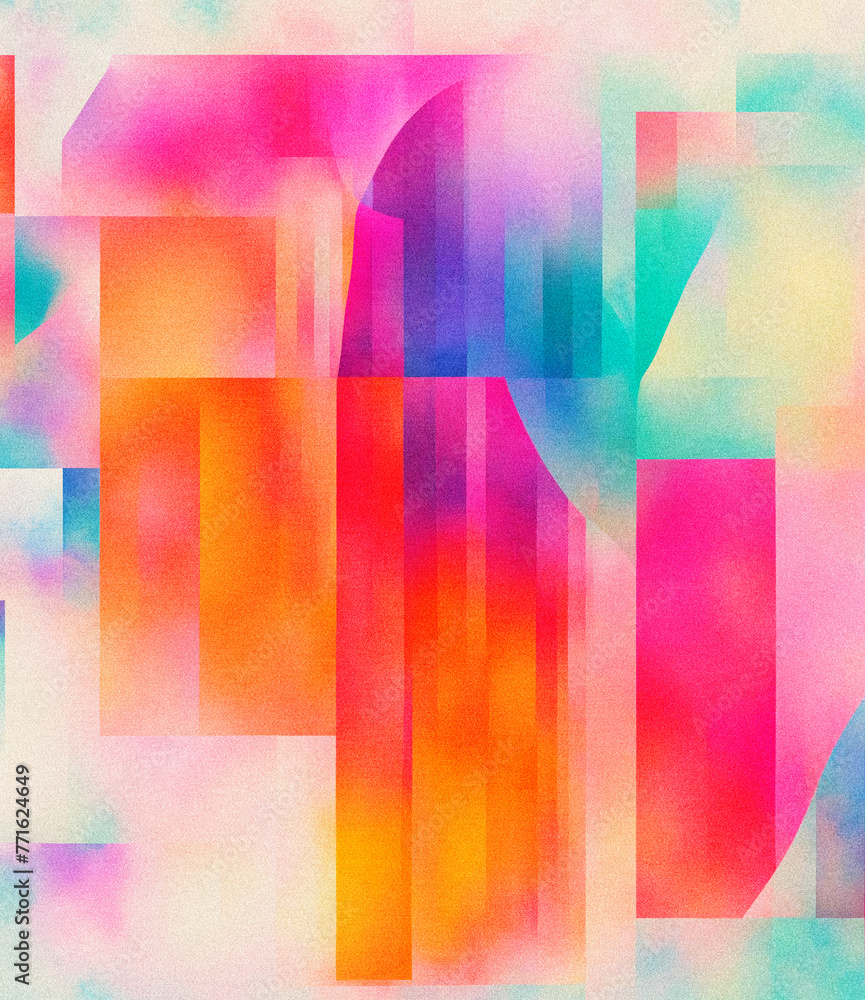Poster this vibrant, noise-textured artwork captivates with its dynamic shapes and multicolored gradients, 