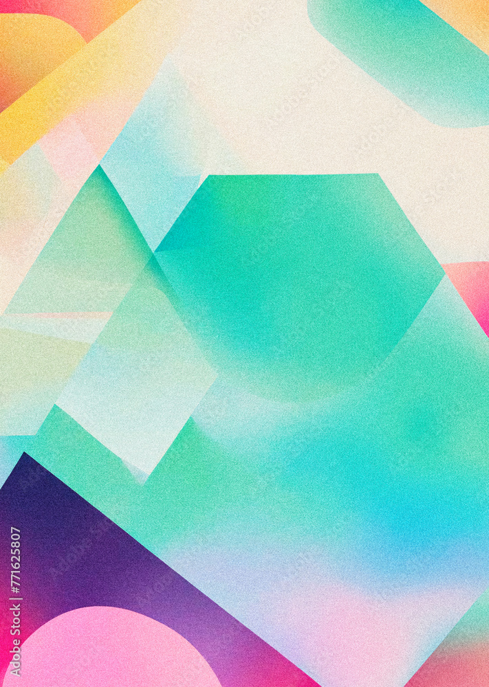 Poster this vibrant, noise-textured artwork captivates with its dynamic shapes and multicolored gradients, 