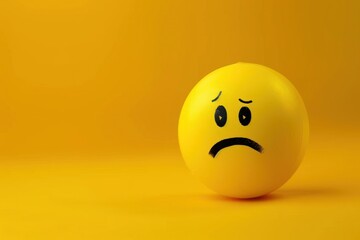 Yellow smiley face emoticon and sad on yellow background