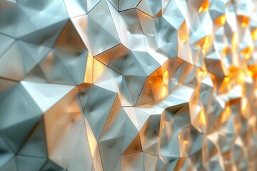 Striking image with dimensional geometric shapes cast in a soft golden glow highlighting contrast and form