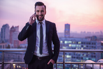 Handsome businessman in the evening