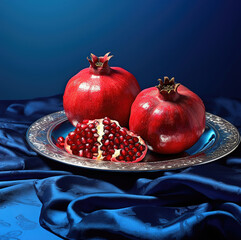 A plate of pomegranate fruits