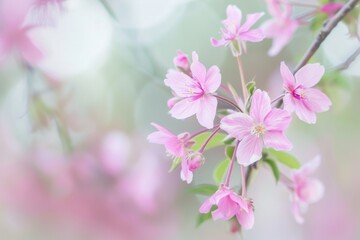 Obraz premium Pink Flowers Blooming on a Tree Branch
