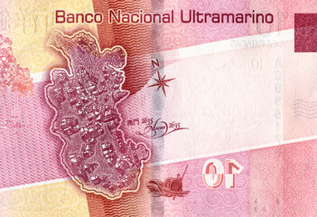 Detail of 10 Macau Patacas Banknotes