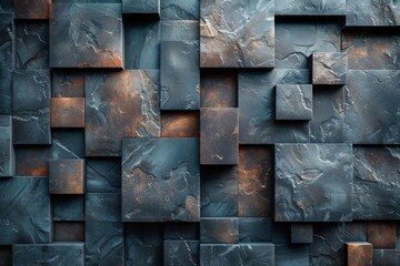 High-resolution image showcasing a unique pattern created from rusty metal cubes with varied textures