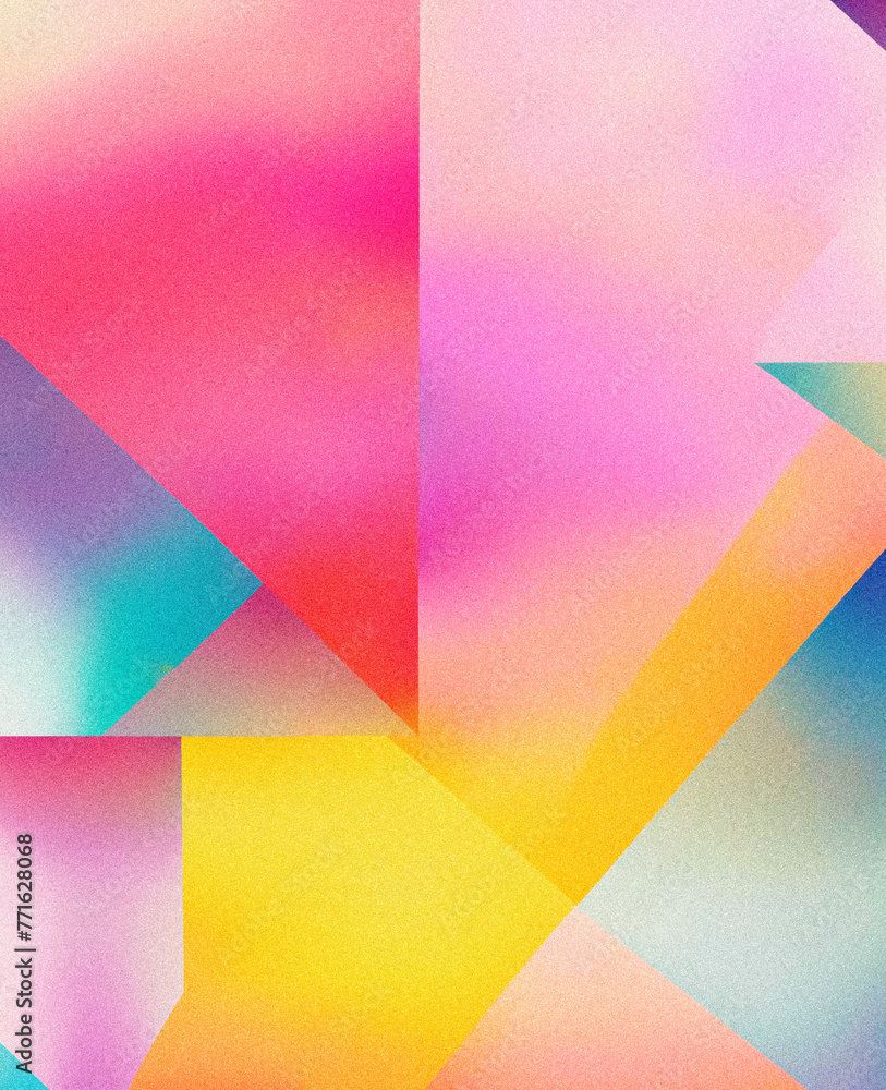 Poster this vibrant, noise-textured artwork captivates with its dynamic shapes and multicolored gradients, 