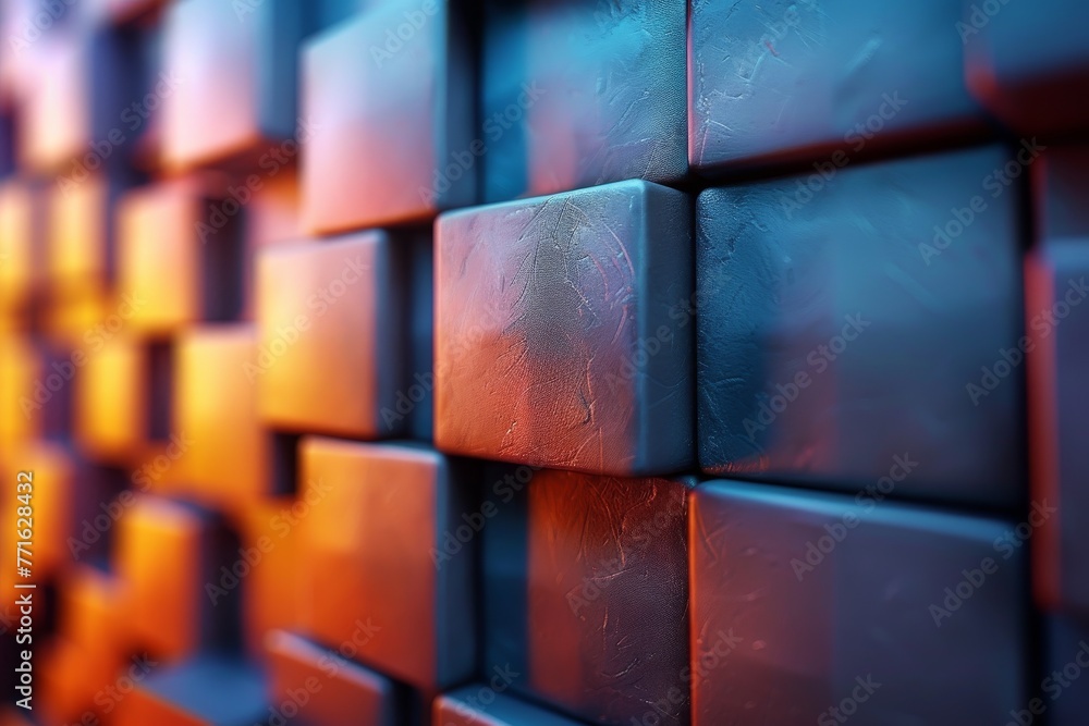 Poster vibrant colorful cubes with a 3d effect, creating an engaging abstract pattern, ideal for background