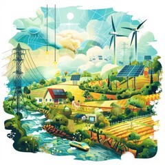 Wind Turbines in a Rural Landscape