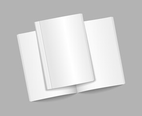 Mockup template is ready for your design. Blank magazine cover, book, booklet, brochure. Rrealistic blank books can be used for promo, catalogs, brochures, magazines. Vector illustration.