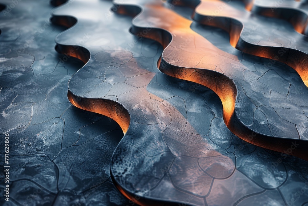 Poster the moody dark abstract image has orange glowing edges that suggest warmth and mystery