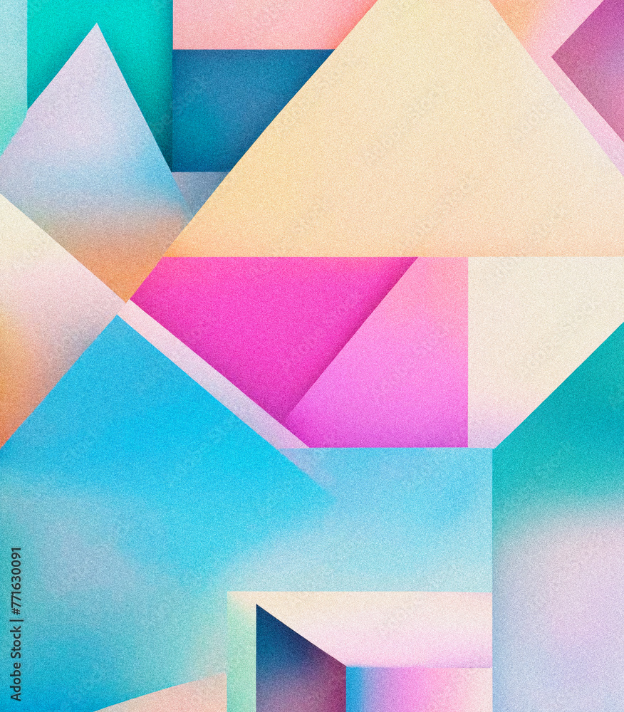 Poster this vibrant, noise-textured artwork captivates with its dynamic shapes and multicolored gradients, 