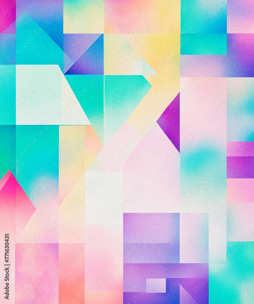 Poster this vibrant, noise-textured artwork captivates with its dynamic shapes and multicolored gradients, 