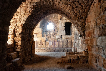 View of the old ancient walls of the crusader castle in the historic city of Byblos. The city is a UNESCO World Heritage Site. Lebanon.