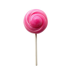 Pink lollipop on a stick. Isolated on transparent background.